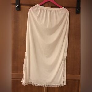 Vintage Nani Flowers Long Slip with Lace Side Slits Size Medium